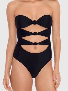 NWT! Salt & Cover Black Bandeau Cutout One Piece Swimsuit NEW!